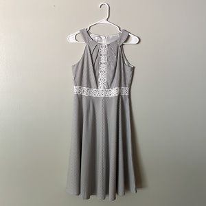 London Times gray and white striped dress